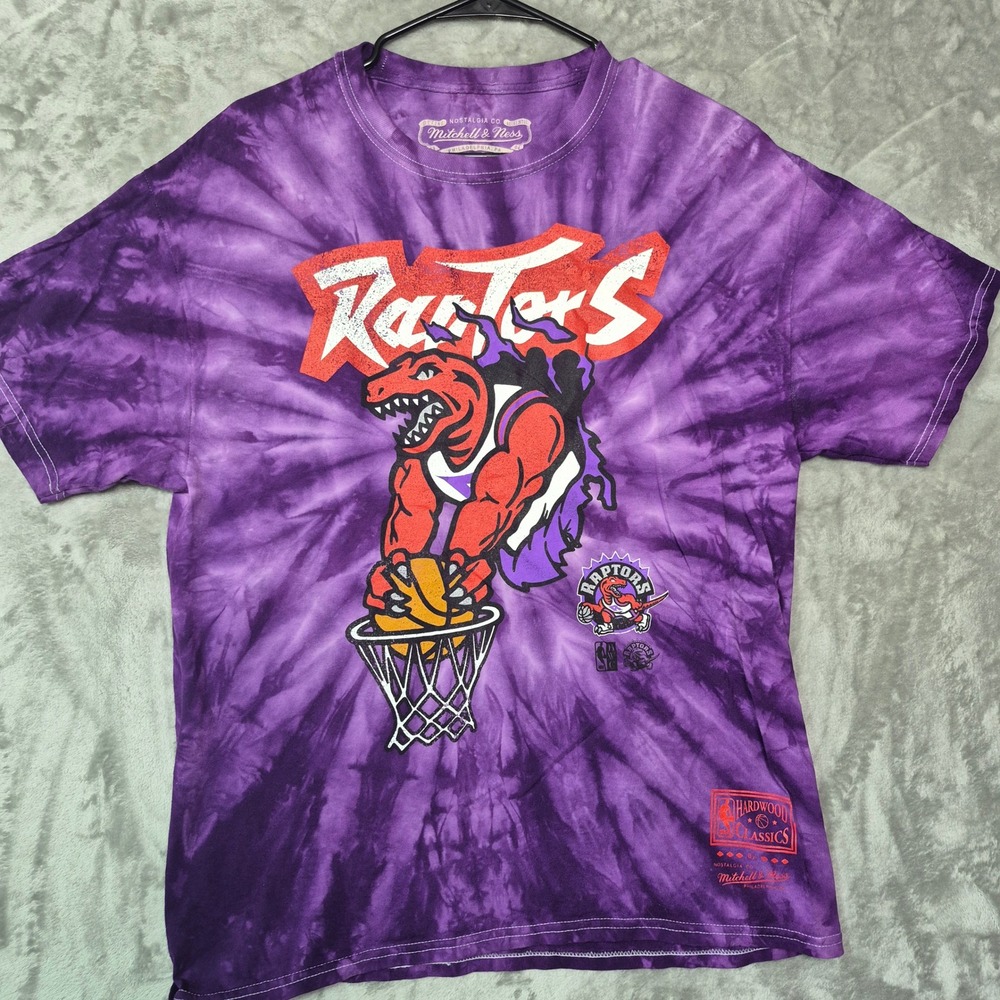 Mitchell & Ness Toronto Raptors Tie Dye Shirt Mens Large Purple NBA Classics